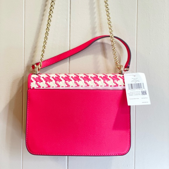 **Sold on Ebay** Kate Spade Flap Chain Crossbody Houndstooth Bikini Pink 👙 - Picture 3 of 8